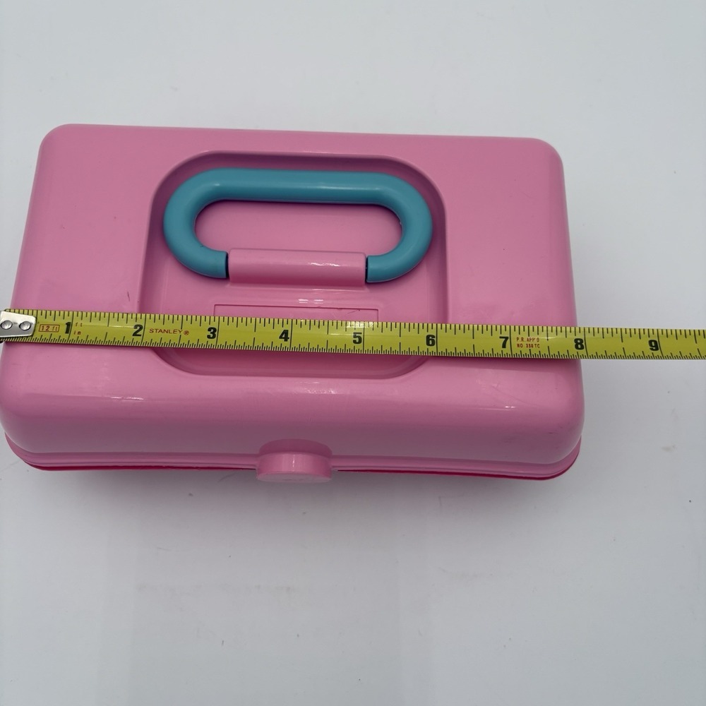 Vtg Mini Caboodles Make Up Caddy Case Pretty in Petite PINK Mini Small 9" x 6" - Picture 3 of 7